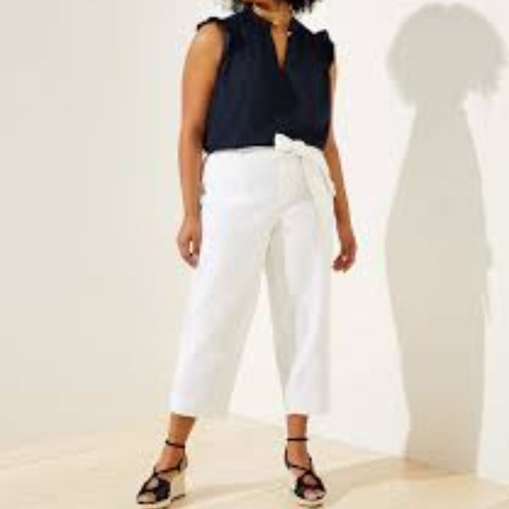 NWT LOFT Plus Tie Waist Straight Crop Pants